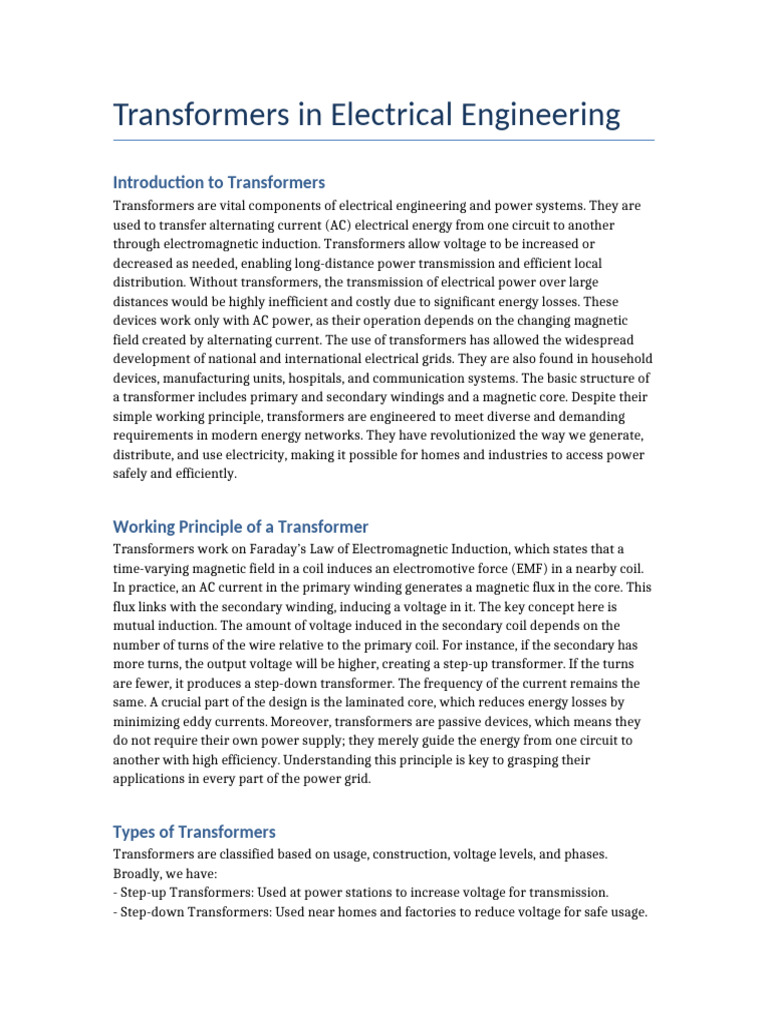 Understanding Electrical Transformers | PDF | Transformer ...