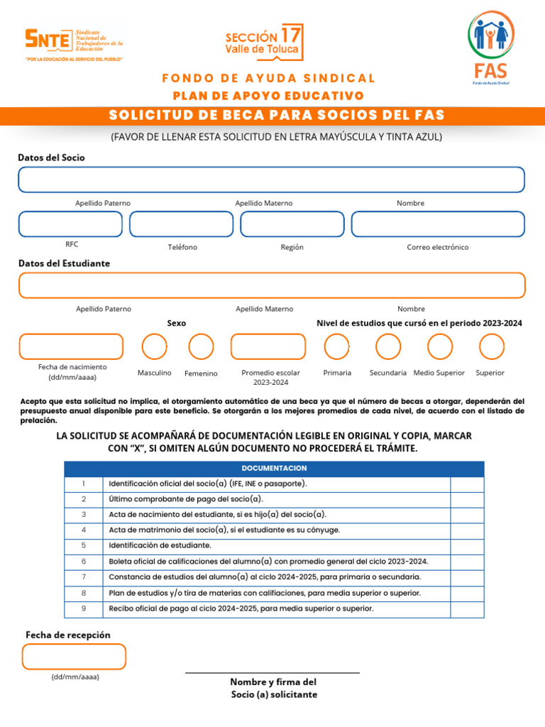 Solicitud de Beca FAS 2025 | PDF