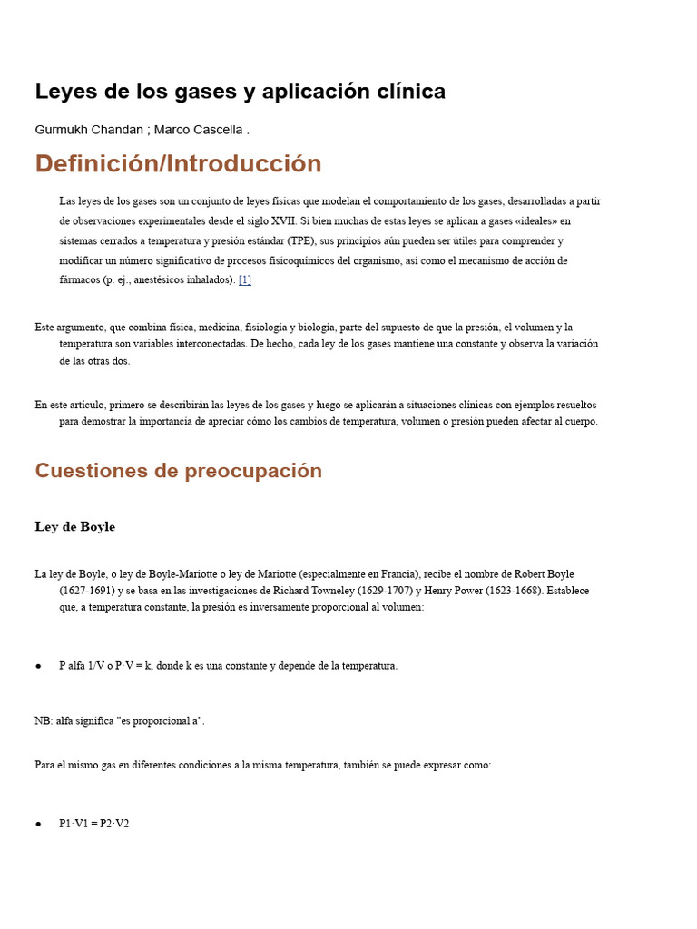 Aplicaciones clínicas de las leyes de los gases | PDF | Gases | Mole ...