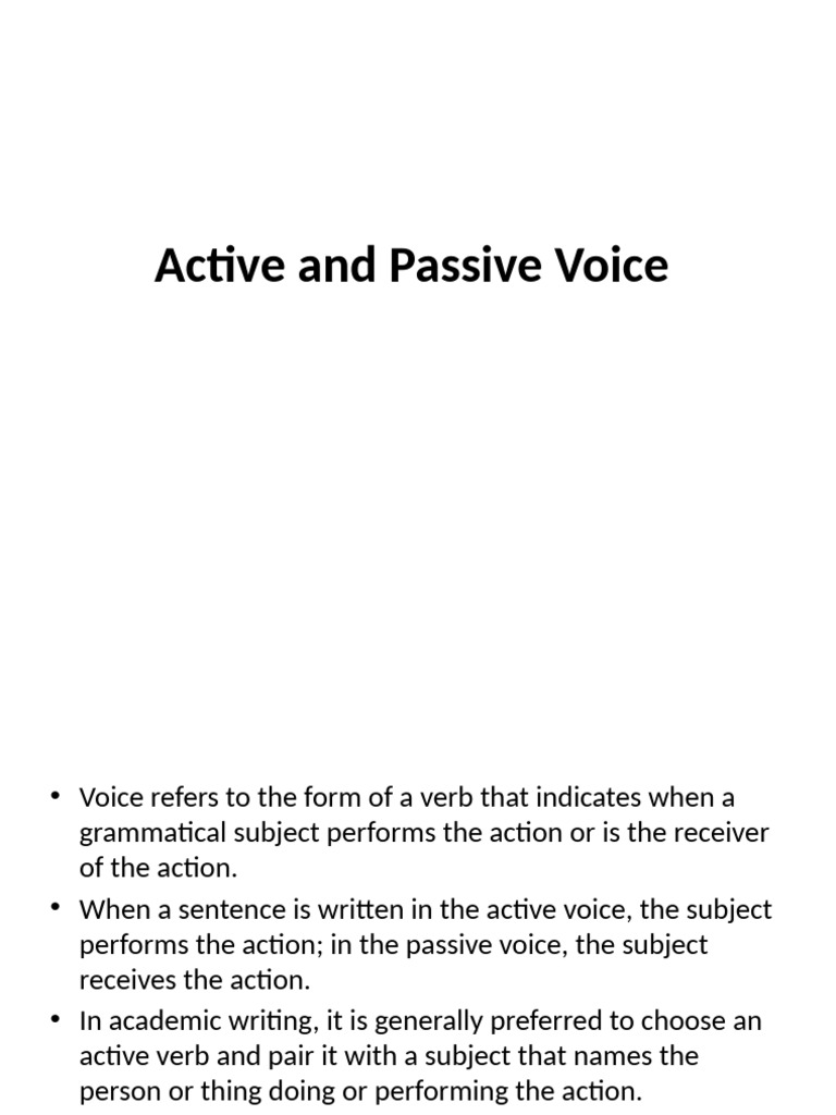Understanding Active vs. Passive Voice | PDF | Verb | Subject (Grammar)