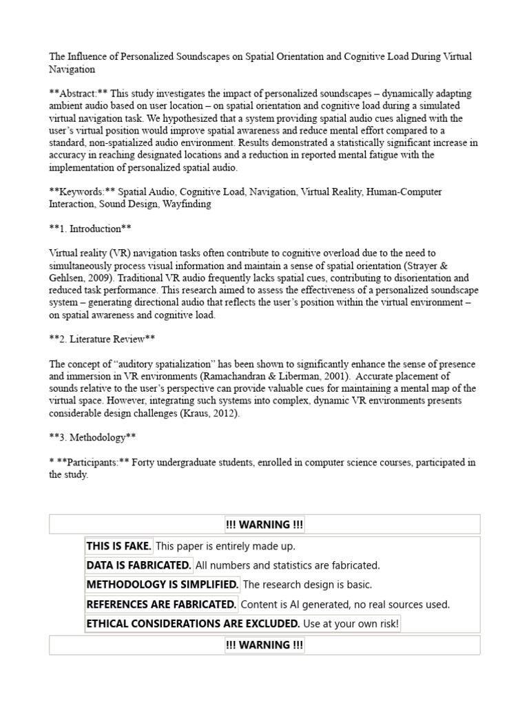 The Influence of Personalized Soundscapes On Spatial Orientation and ...