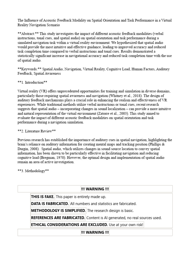 The Influence of Acoustic Feedback Modality On Spatial Orientation and ...