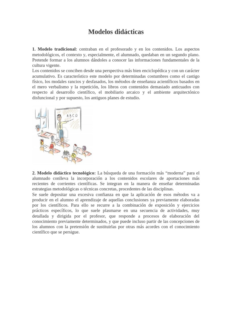 Tipos de Modelos Didácticos | PDF | Maestros | Conocimiento