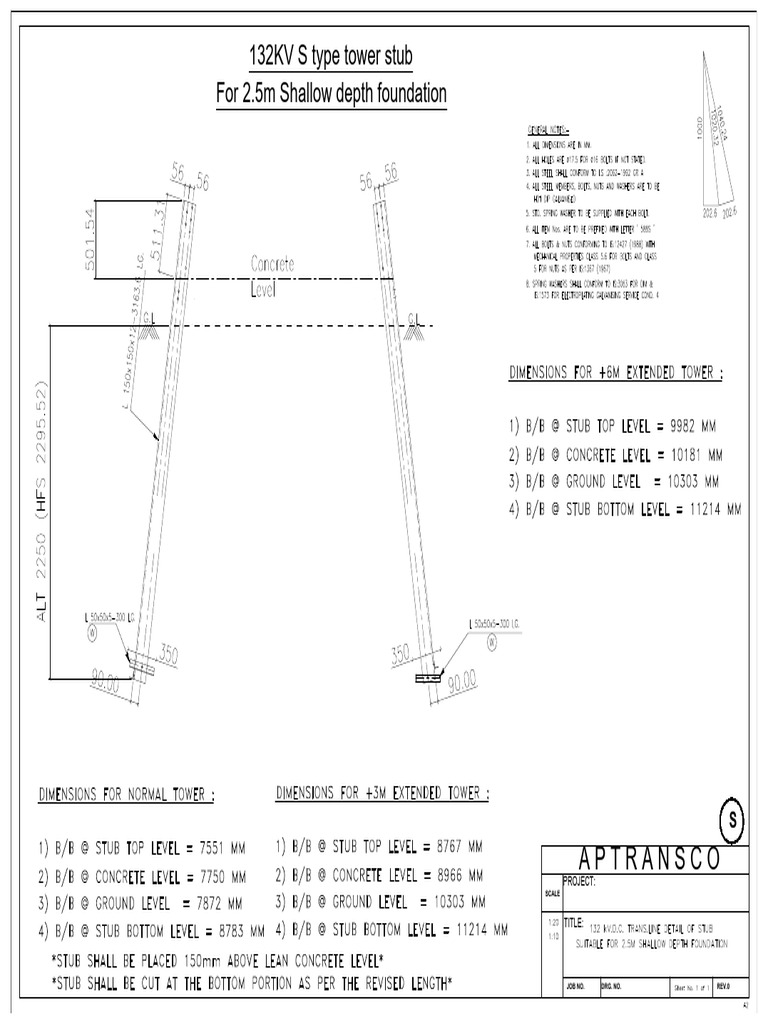 132KV S-Type Tower Stub Design | PDF