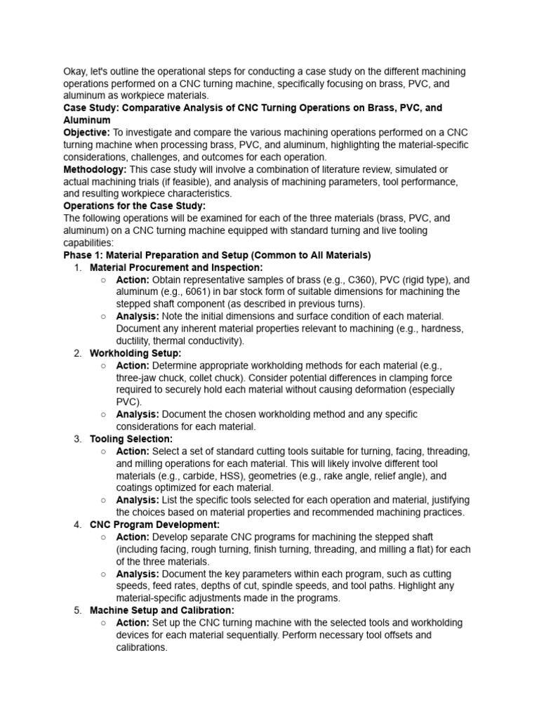 Case Study On Different Operations Perfomed On A C.. | PDF | Machining ...