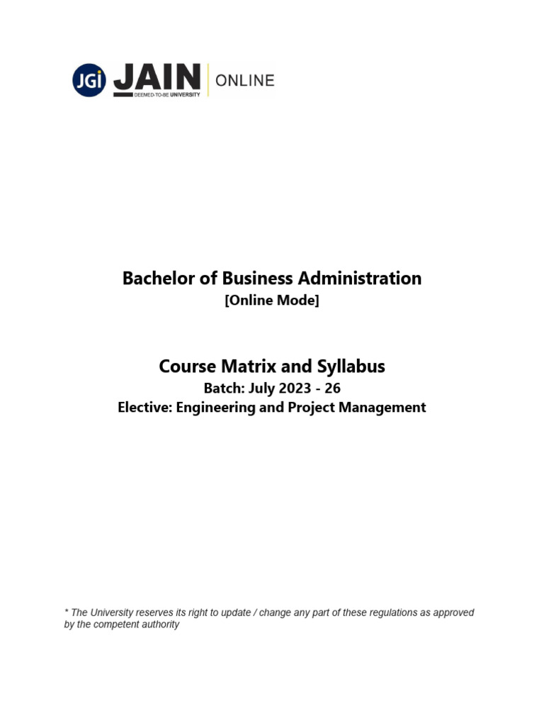 Online - BBA - Couse Matrix & Syllabus - July23 - Engineering and ...