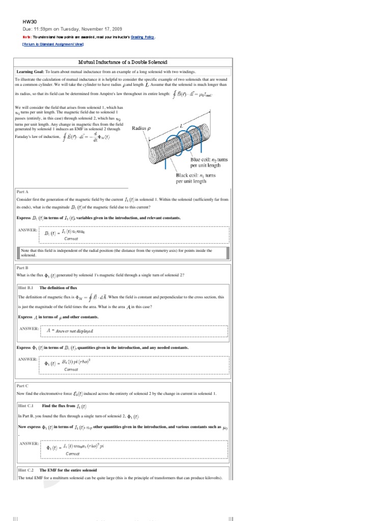 Mutual Inductance in Coaxial Solenoids | PDF | Inductor | Inductance