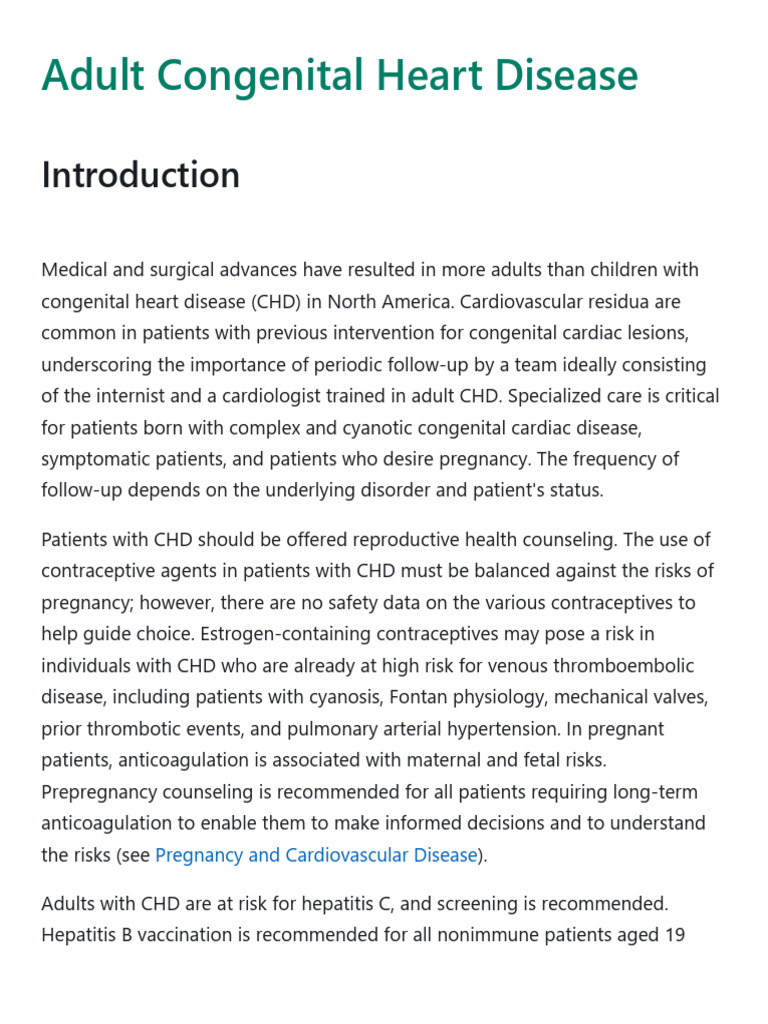 Managing Adult Congenital Heart Disease | PDF | Heart | Congenital ...
