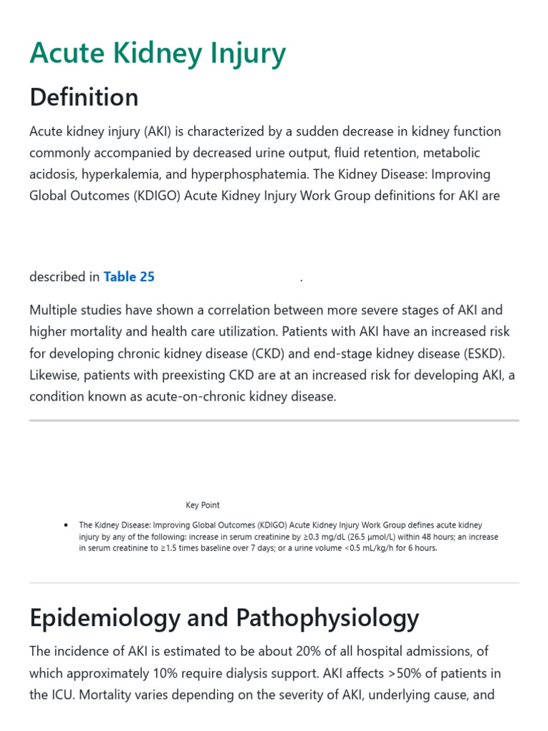 Acute Kidney Injury - Nephrology Text - MKSAP 19 | PDF | Chronic Kidney ...