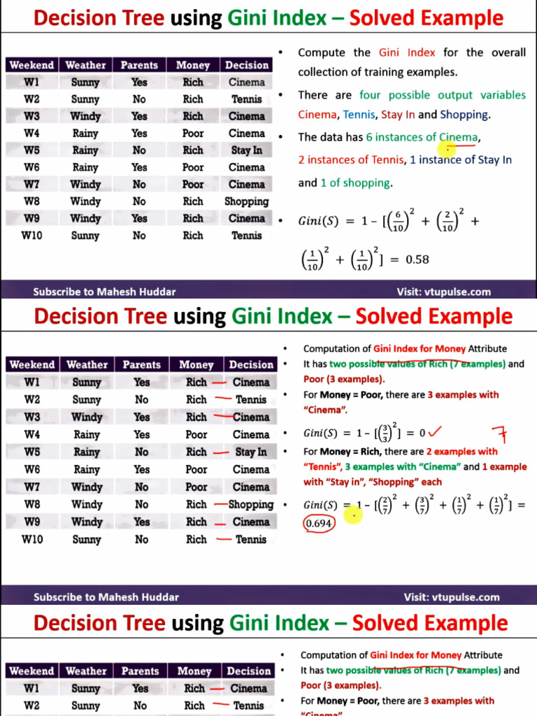 Gini Index Decision Tree Example | PDF | Statistical Analysis ...