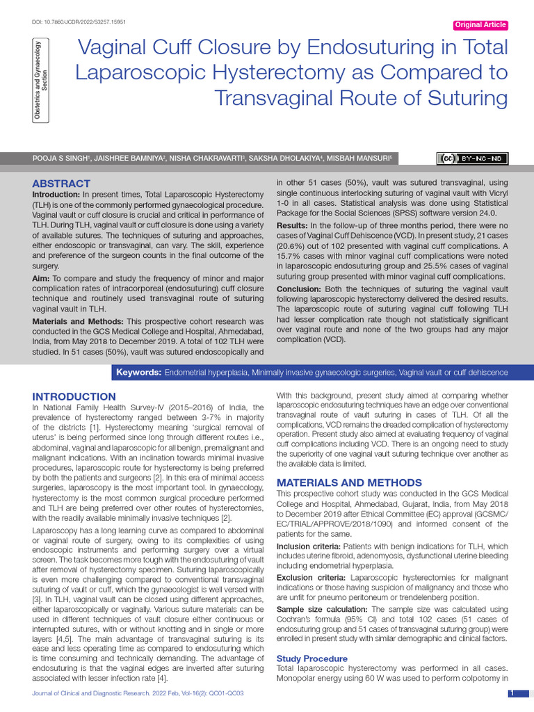 Endosuturing Vs Vaginal in Lap | PDF | Surgery | Medical Specialties