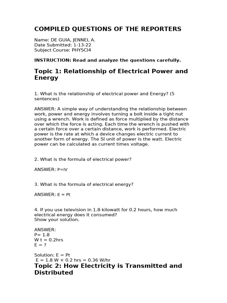 Electrical Power and Energy Explained | PDF | Electromagnetic Induction ...