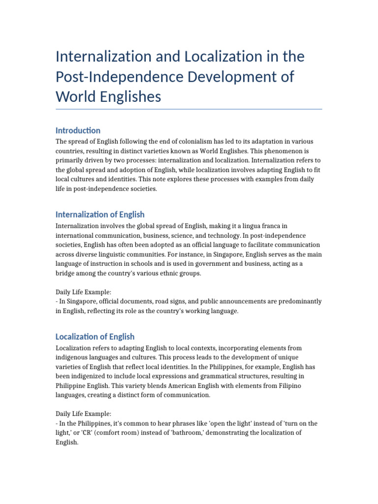 Internalization and Localization of English | PDF | English Language ...