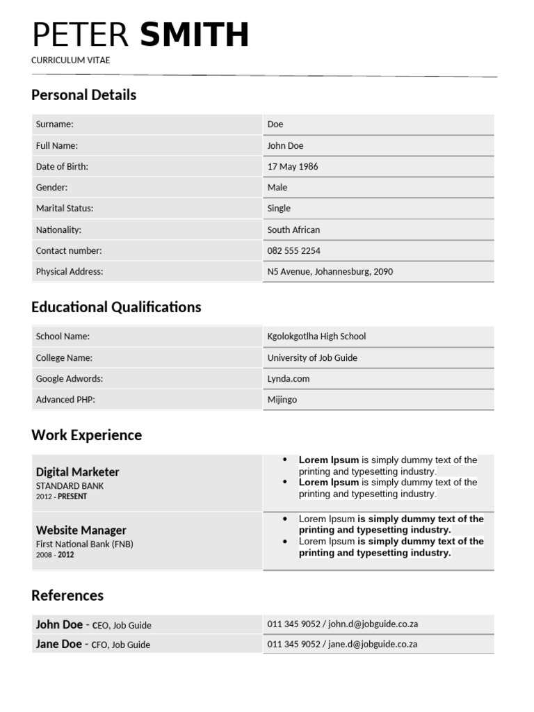 Free CV Template for Job Seekers | PDF