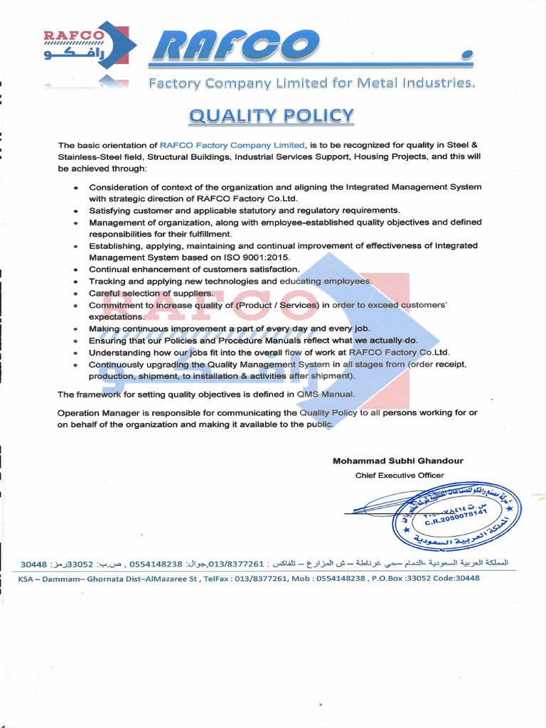 RAFCO Factory Policies STP | PDF