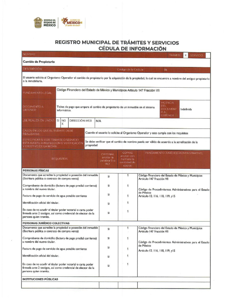 Cambio de Propietario | PDF