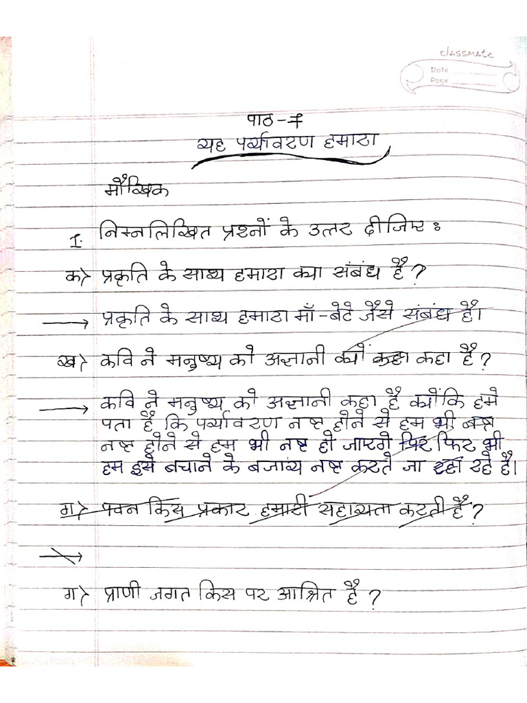 Class 6C Hindi Notes | PDF