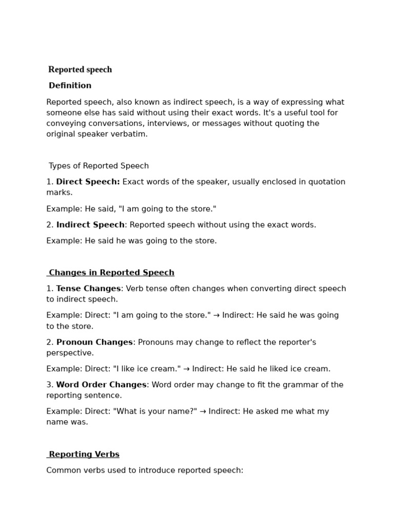Reported Speech by Ngang Arnold | PDF | Language Mechanics | Linguistic ...