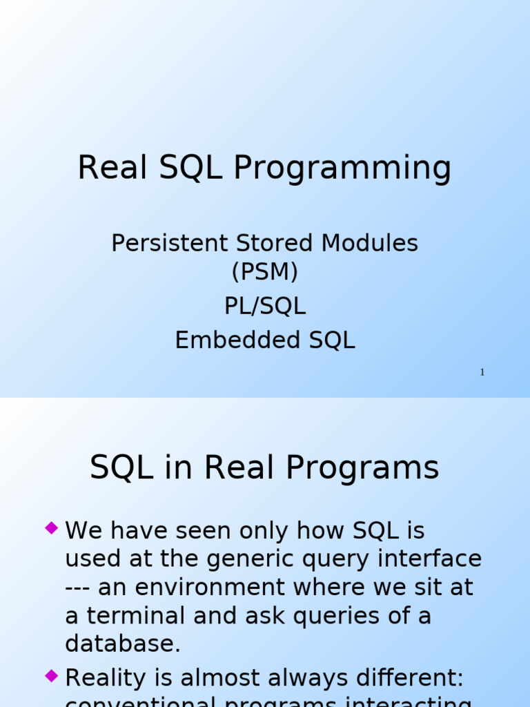 SQL/PSM Overview and Examples | PDF | Pl/Sql | Sql