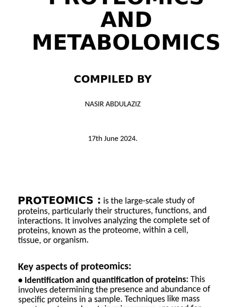 Proteomics and Metabolomics Overview | PDF | Proteomics | Metabolomics
