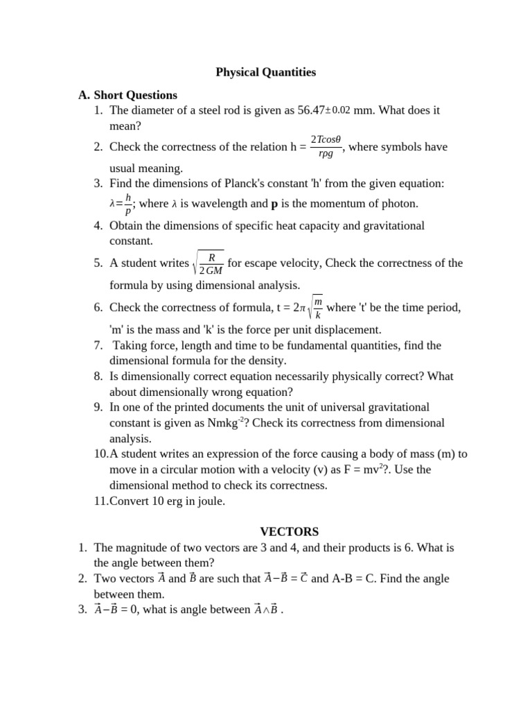 Important Question Answer | PDF | Euclidean Vector | Force