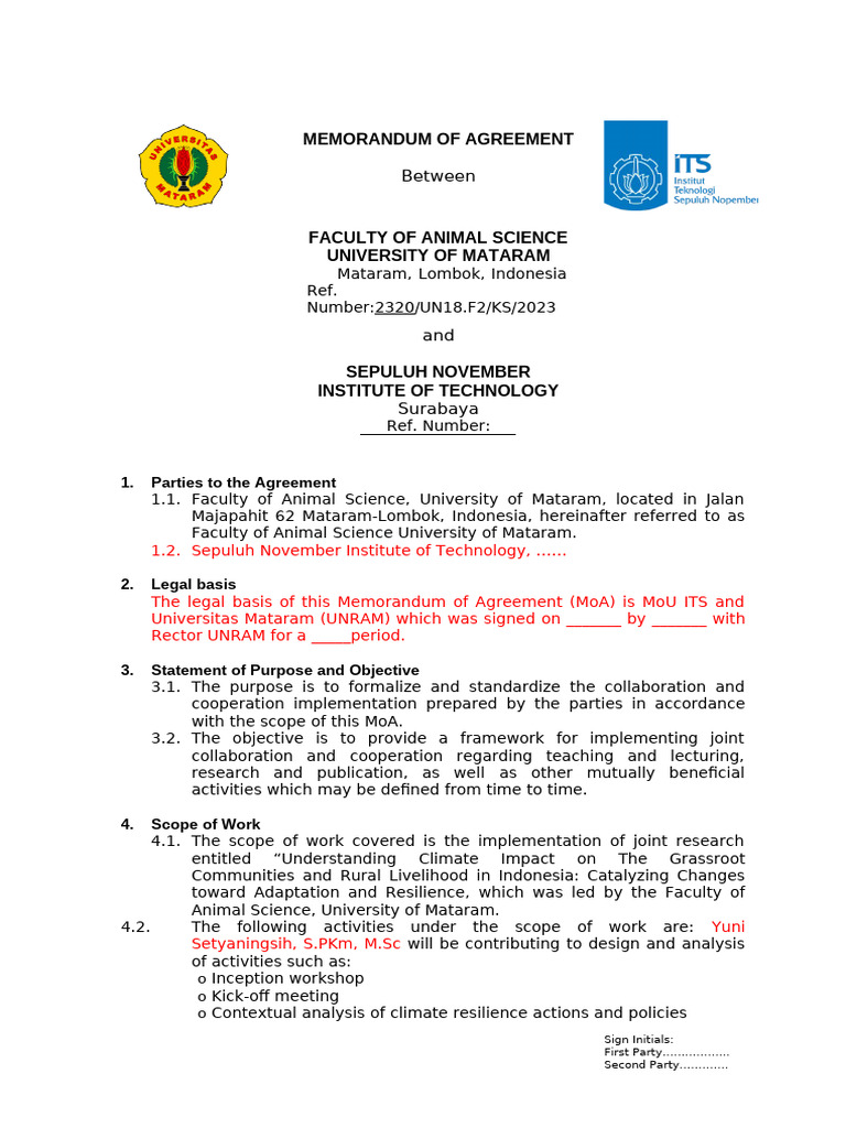MoA for Climate Research Collaboration | PDF | Legal Liability | Tort