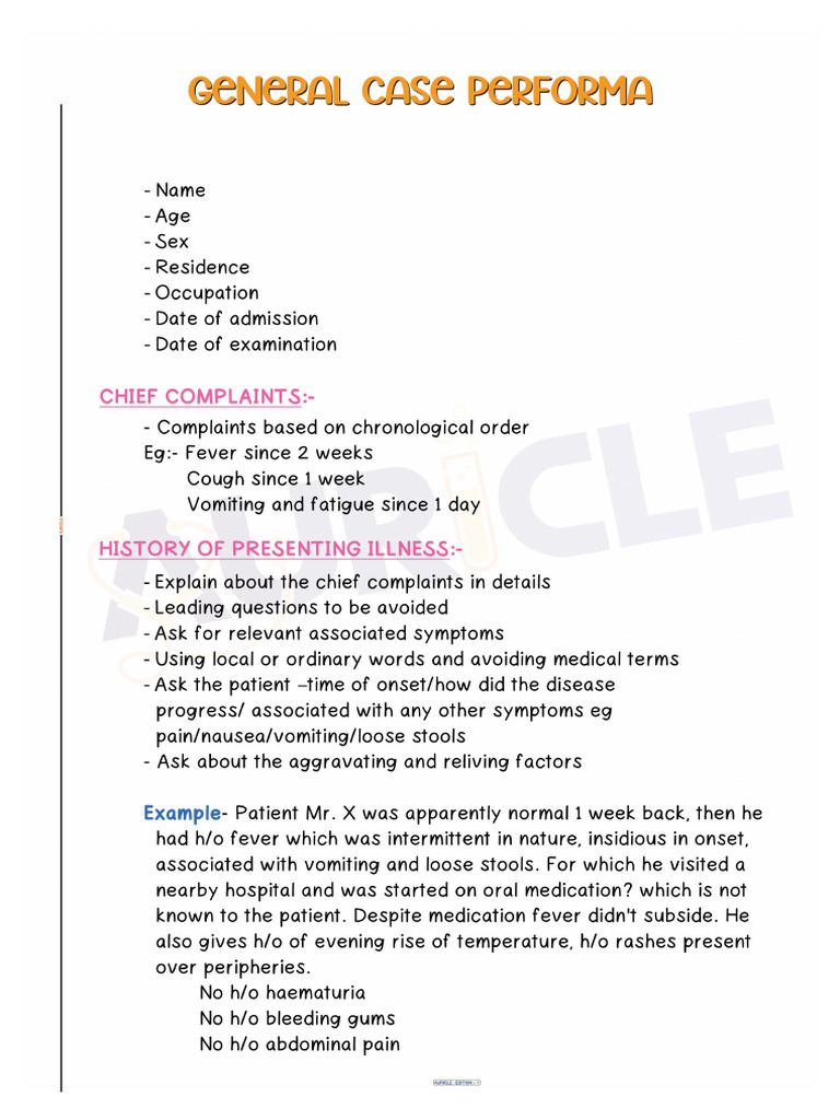 General Case Performa | PDF