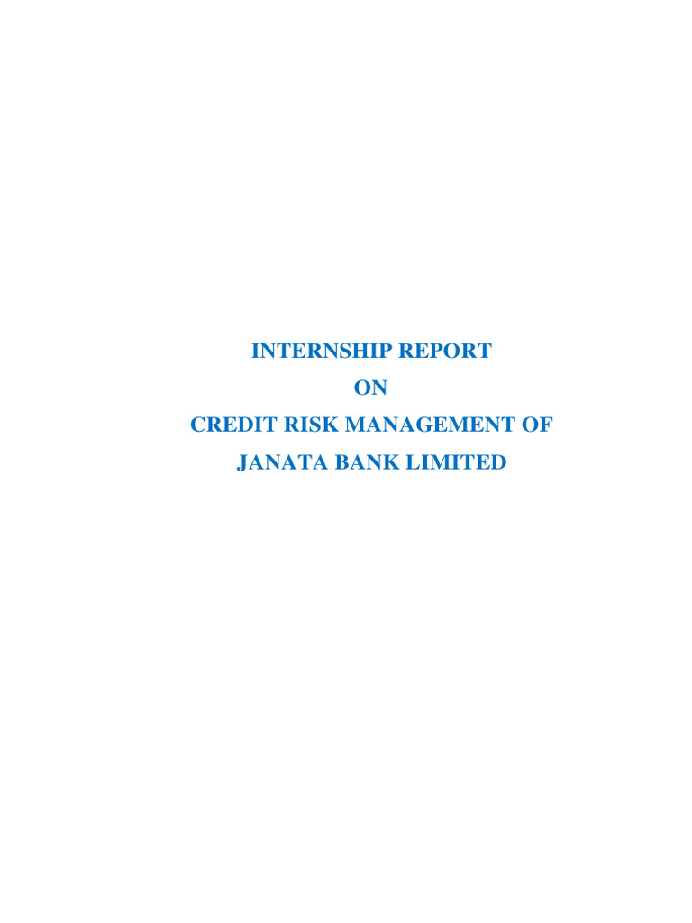 Internship Report On Credit Risk Managem Compress | PDF | Banks | Loans