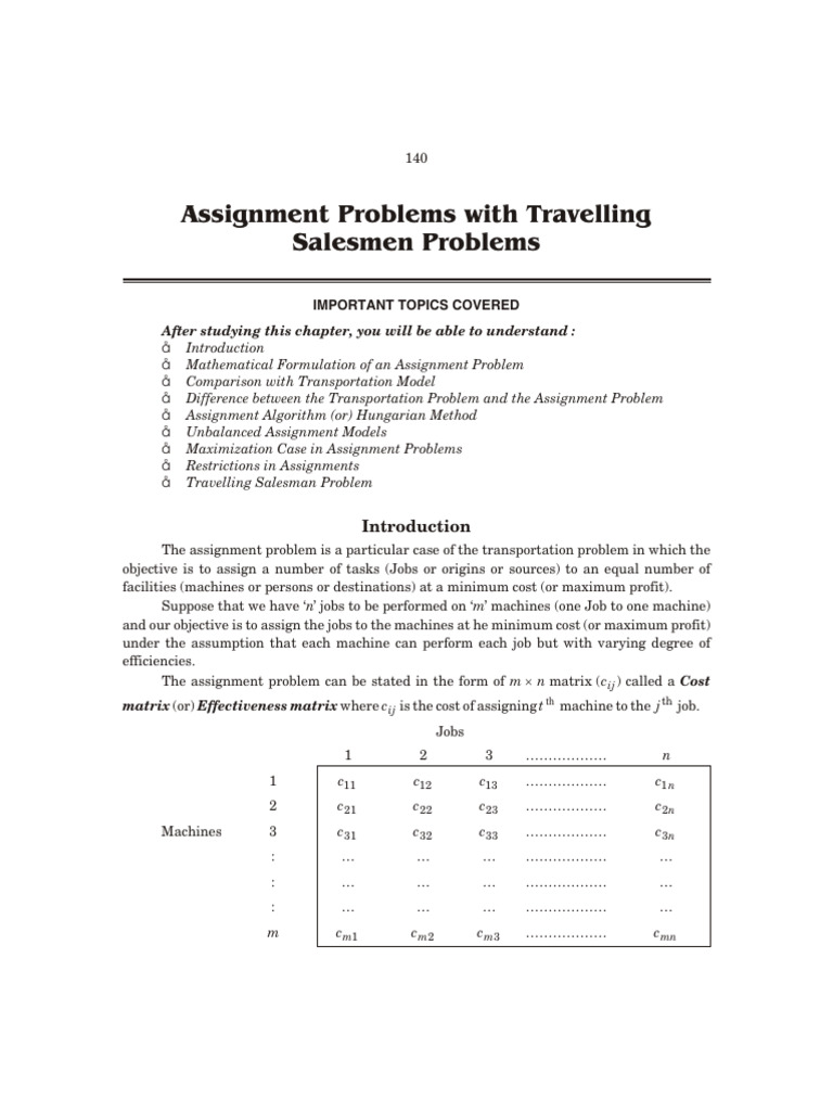 Assignment Problem and Algorithms | PDF | Mathematical Optimization ...