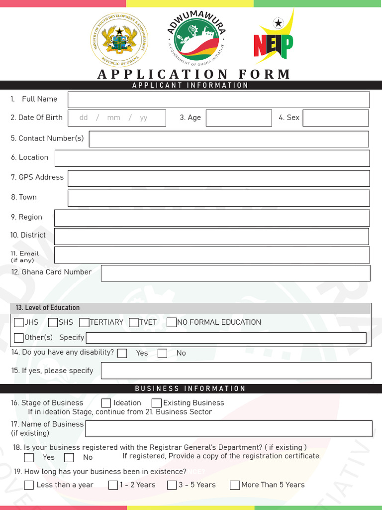 Adwumawura Registration Application Form | PDF
