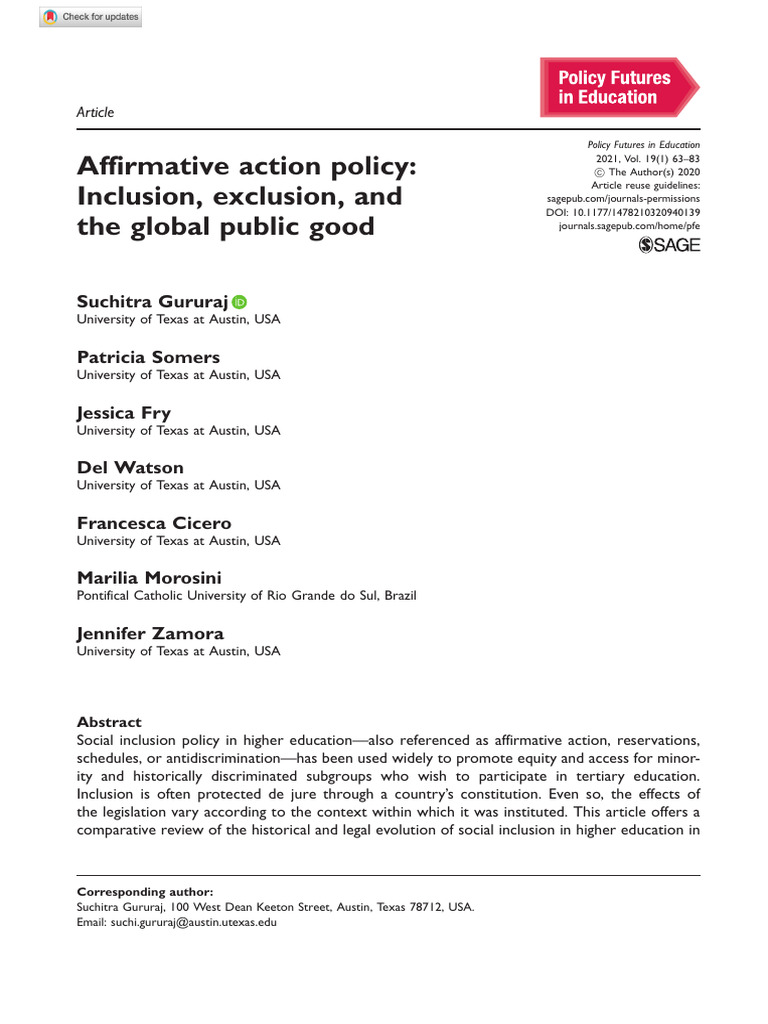 Global Perspectives on Affirmative Action | PDF | Equal Protection ...
