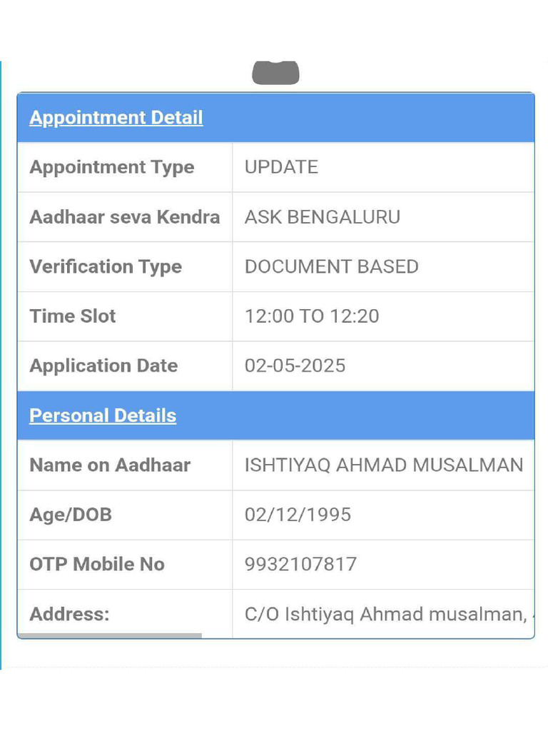 Opp Ointment Update A Dhar Card | PDF