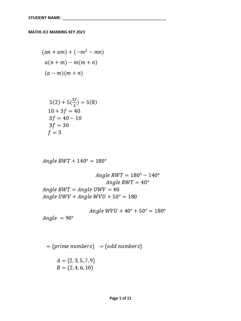 JCE MATHSmarking Key | PDF | Classical Geometry | Geometry