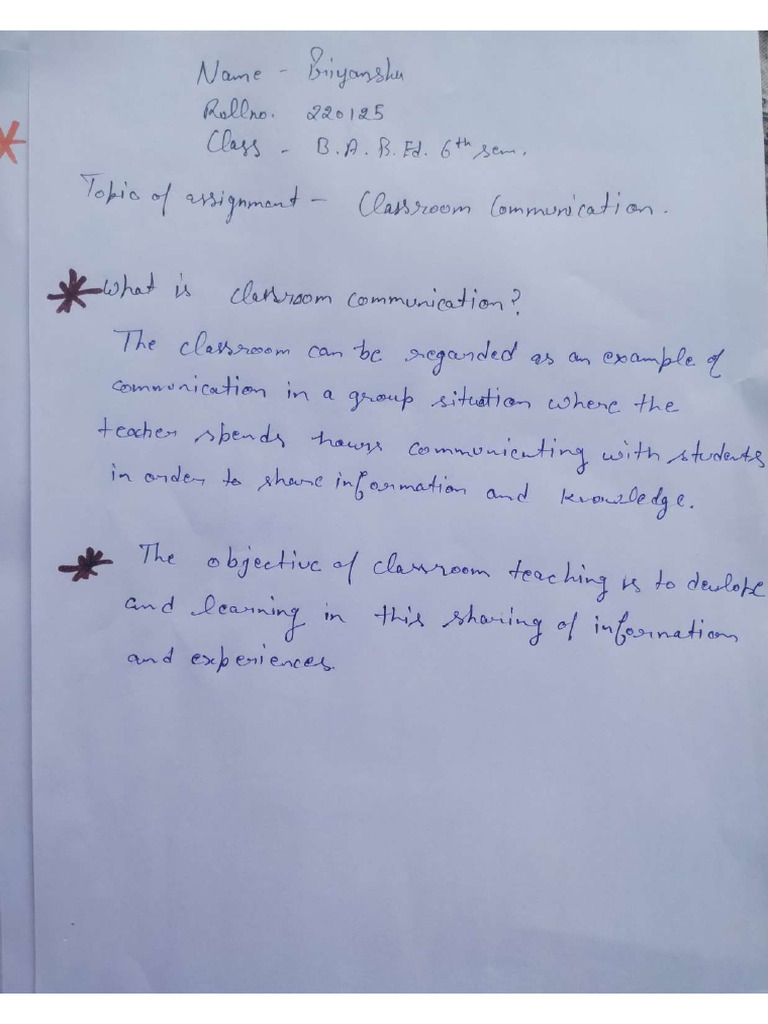 Classroom Communication | PDF
