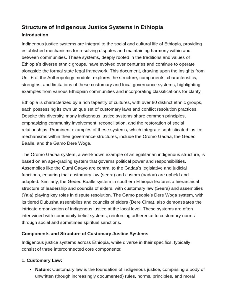 Indigenous Justice Systems in Ethiopia | PDF | Conflict Resolution ...