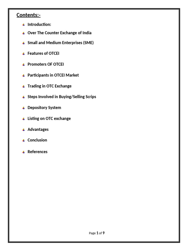 Overview of OTCEI for SMEs in India | PDF | Over The Counter (Finance ...