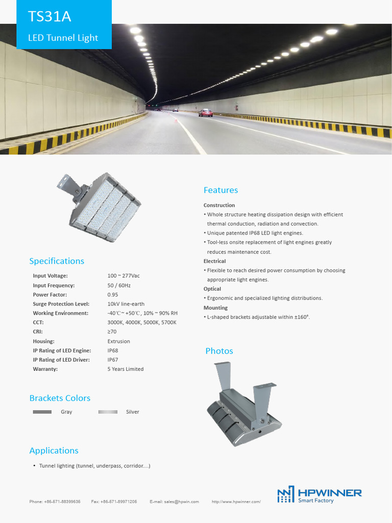 TS31A LED Tunnel Light Specifications | PDF | Engineering Tolerance ...