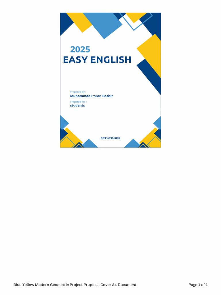 Blue Yellow Modern Geometric Project Proposal Cover A4 Document | PDF