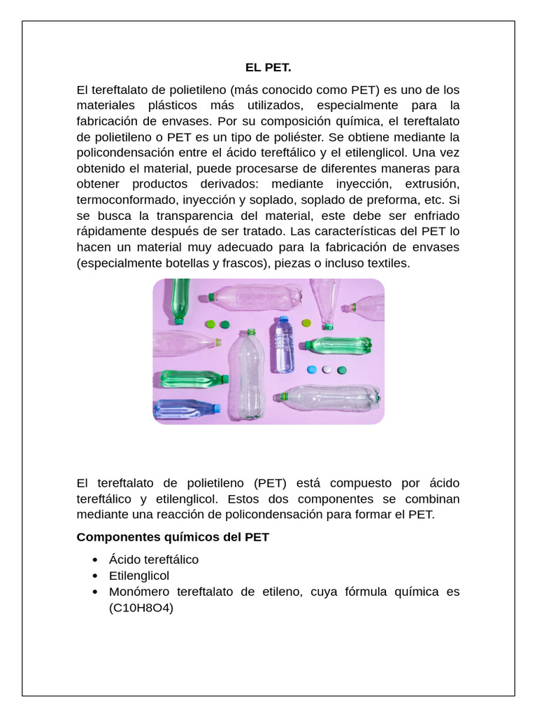 Características y Composición del PET | PDF