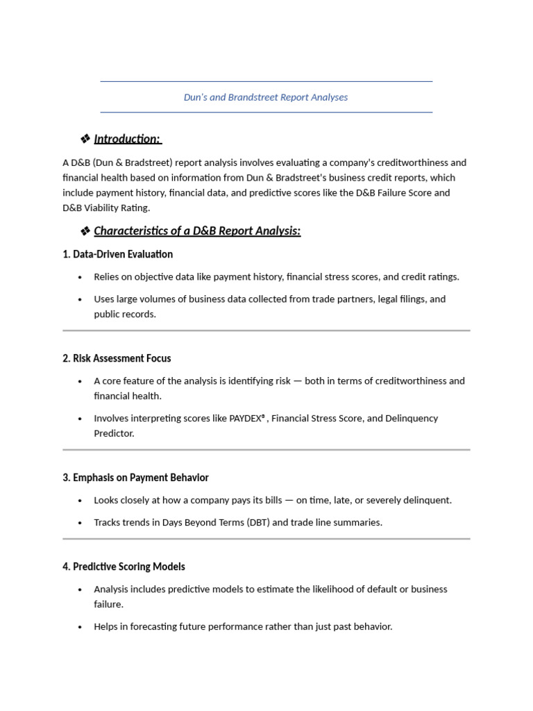 D&B Report Analysis Overview | PDF | Business