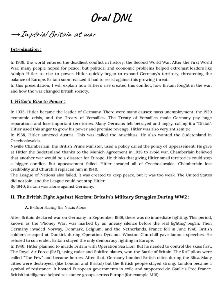 Oral DNL | PDF | Nazi Germany | Neville Chamberlain