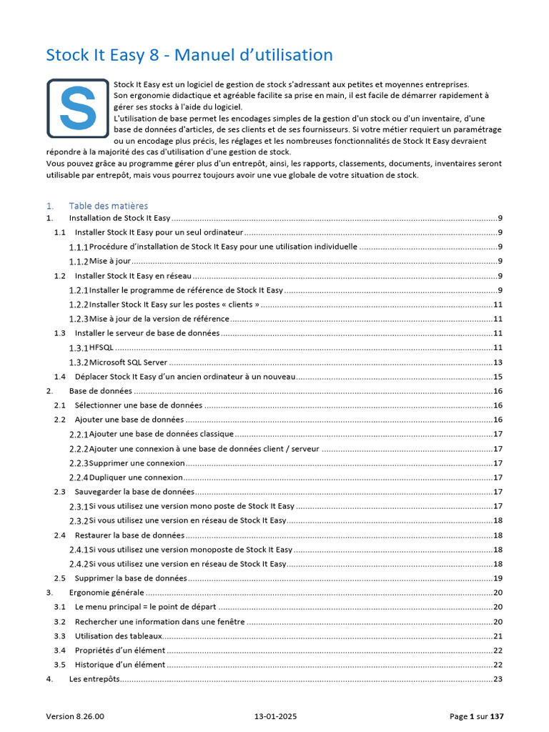 Gestion de stock avec Stock It Easy | PDF | Stock | Bases de données