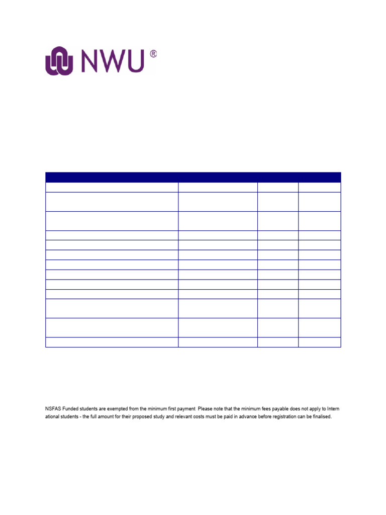 NWU 2025 Undergraduate Fees Estimate | PDF | Tuition Payments | Fee