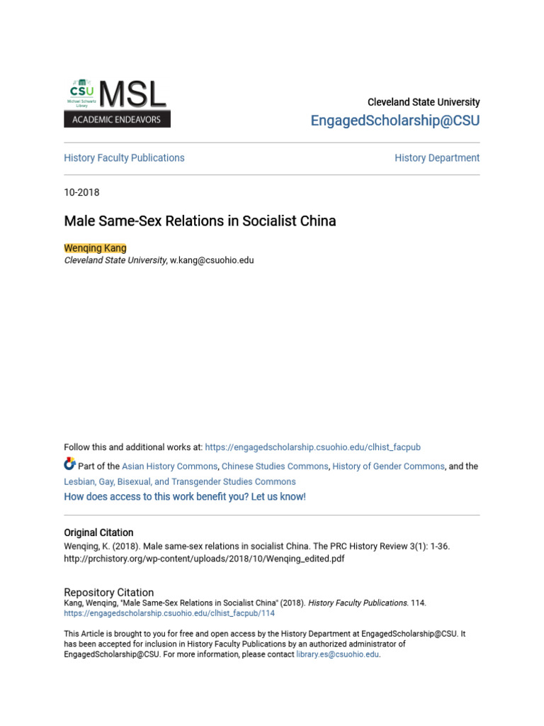 Male Same-Sex Relations in China | PDF | Homosexuality | China