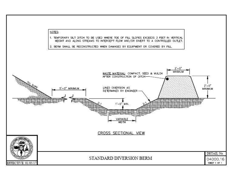 Standard Diversion Berm: Detail No | PDF