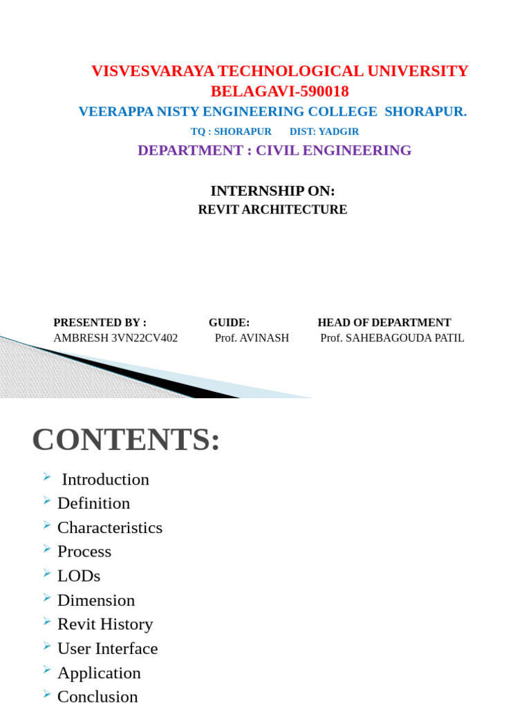Revit Architecture Internship Overview | PDF | Autodesk Revit ...