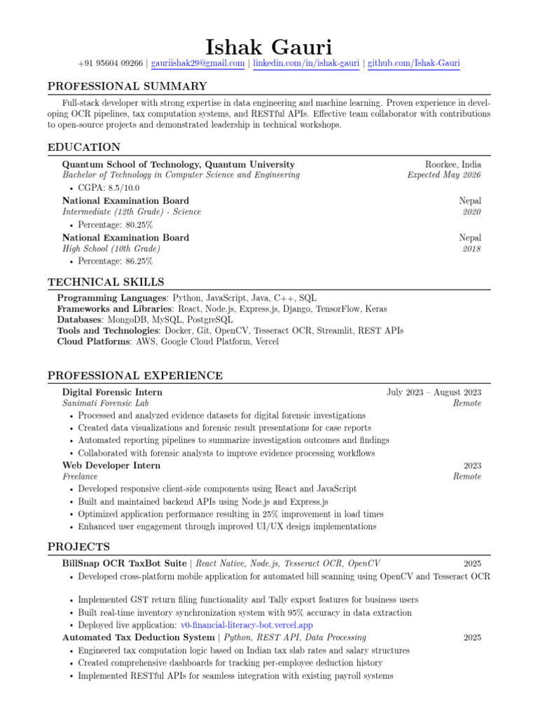 Full-Stack Developer & Data Engineer Profile | PDF | Cloud Computing ...