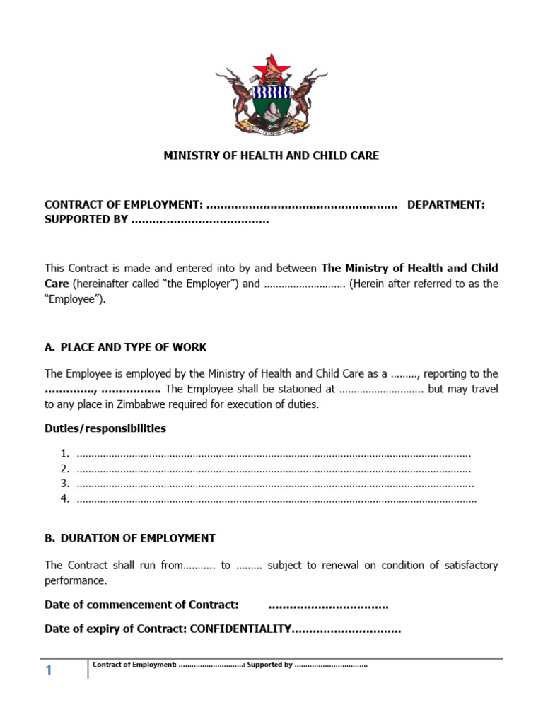 Employment Contract for Health Ministry | PDF | Sick Leave | Employment