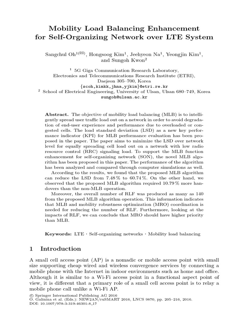 Enhancing Mobility Load Balancing in LTE | PDF | Telecommunications ...