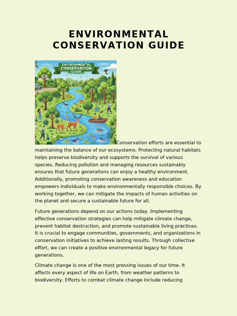 Environmental Conservation Strategies Guide | PDF